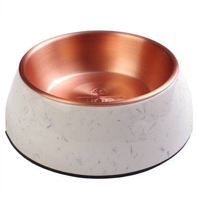 Rose Gold Wheat Straw Pet Bowl Side